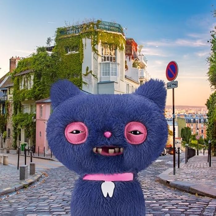Fuggler Alley Cats 9-Inch Plush Toy (Cheezee) Grey by ZURU ?C Funny Ugly Monster Stuffed Animal with Human-Like Teeth. Collectible Plush for Kids. Tweens. Teens. Adults & Cat-Loving Weirdos - Image 3