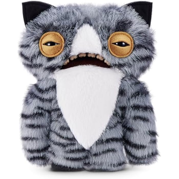 Fuggler Alley Cats 9-Inch Plush Toy (Wide Eyed Cat) by ZURU ?C Funny Ugly Monster Stuffed Animal with Human-Like Teeth. Collectible Plush for Kids. Tweens. Teens. Adults & Cat-Loving Weirdos