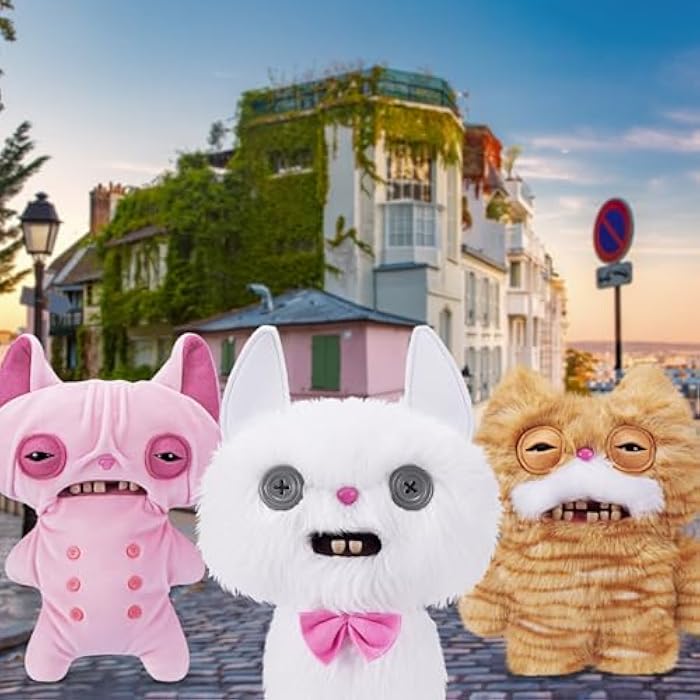Fuggler Alley Cats 9-Inch Plush Toy (Cheezee) White by ZURU ?C Funny Ugly Monster Stuffed Animal with Human-Like Teeth. Collectible Plush for Kids. Tweens. Teens. Adults & Cat-Loving Weirdos - Image 4